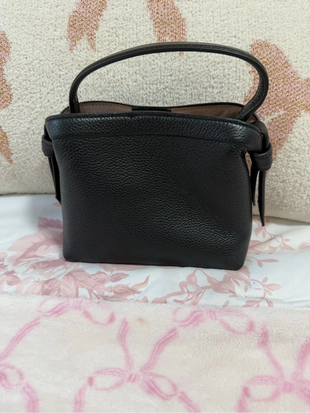 kate spade Black Pebbled Leather Shoulder Bag with Gold Logo